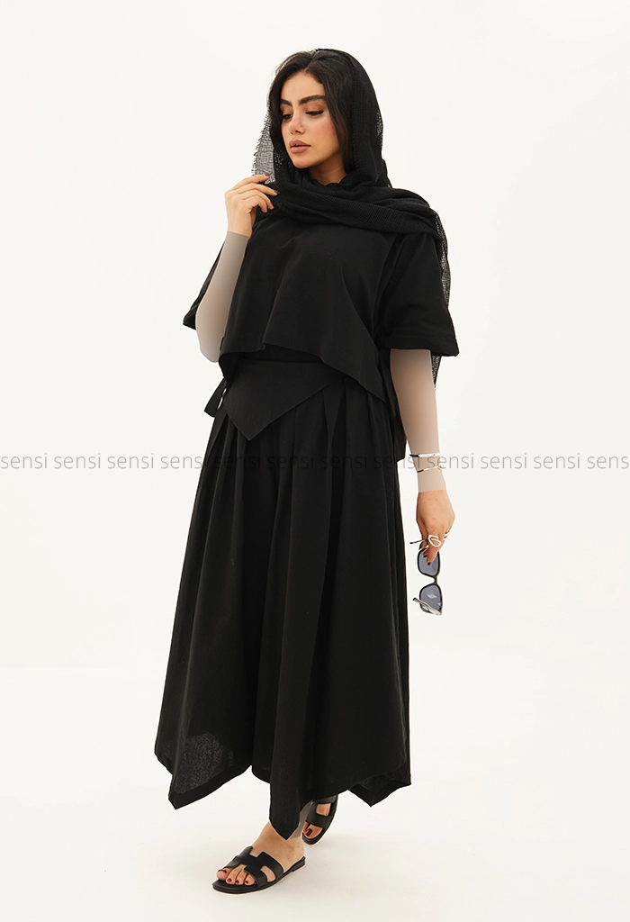 ست شومیز دامن شلواری لینن کد1005445